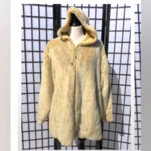 Vintage FauxFur Silk Hooded Drawstring Coat by Haband
